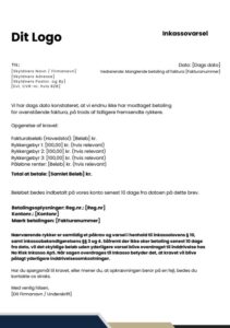 Gratis Inkassovarsel Skabelon 1 inkassovarsel - no risk inkasso